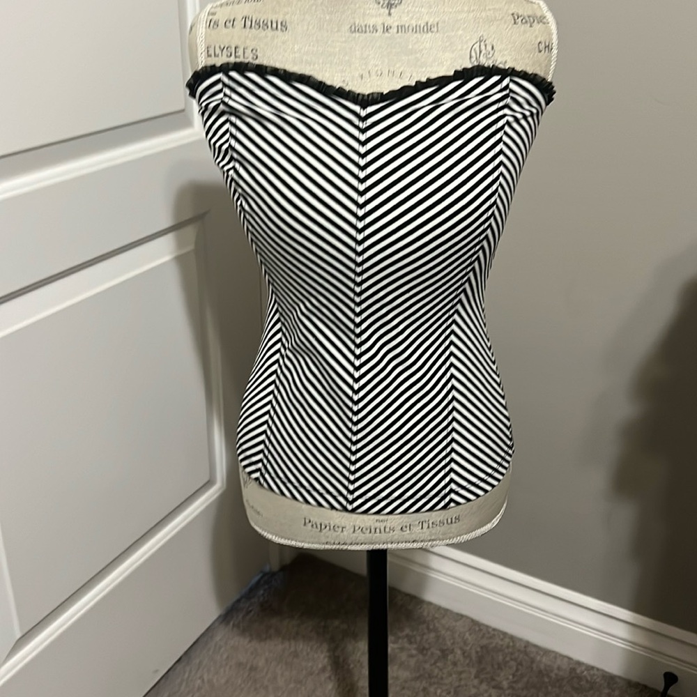 Black-and-white striped corset